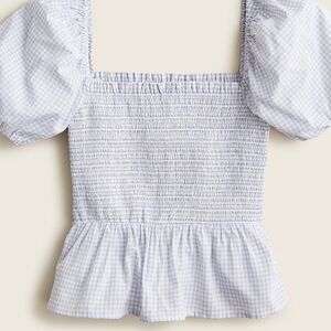 J. Crew Squareneck smocked cotton voile top in gingham
